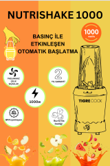NUTRISHAKE 3 in 1 Paslanmaz Çelik Bıçaklı Kişisel Smoothie Blender ve Kahve Baharat Öğütücü 1000W GOLD