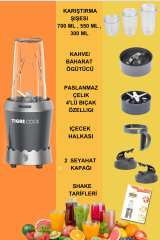 NUTRISHAKE 3 in 1 Paslanmaz Çelik Bıçaklı Kişisel Smoothie Blender ve Kahve Baharat Öğütücü 1000 GRi
