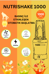 NUTRISHAKE 3 in 1 Paslanmaz Çelik Bıçaklı Kişisel Smoothie Blender ve Kahve Baharat Öğütücü 1000 GRi