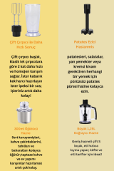 EL BLENDER Seti INOX Doğrayıcı Kahve Ve Baharat Öğütücü Patates ezici 1500 WATT