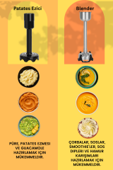 EL BLENDER Seti INOX Doğrayıcı Kahve Ve Baharat Öğütücü Patates ezici 1500 WATT