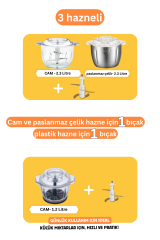 Instantchopper 1000 PRO – 2.3 L Cam ve Çelik Hazneli Et Kıyma & Sebze Rondo Doğrayıcı + Ekstra 1.2 L Hazne