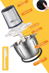 Instantchopper 1000 PRO – 2.3 L Cam ve Çelik Hazneli Et Kıyma & Sebze Rondo Doğrayıcı + Ekstra 1.2 L Hazne
